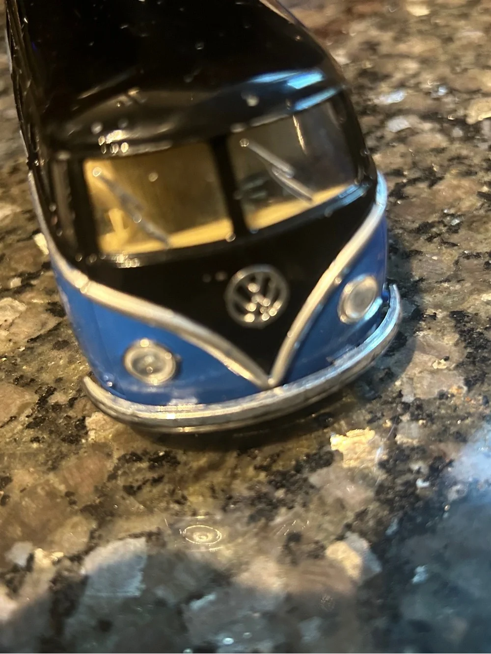 Vintage 1962 Volkswagen 1/32 Blue and Black Retro Van Toy  pull back action